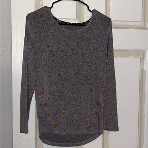 Grey Long Sleeve w Brown Buttons